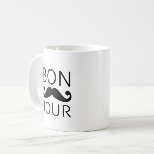 Bonjour mustache koffiemok (Voorkant links)