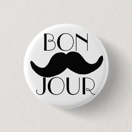 BONJOUR Mustache Ronde Button 3,2 Cm (Voorkant)