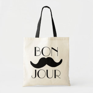 BONJOUR Mustache Tote Bag