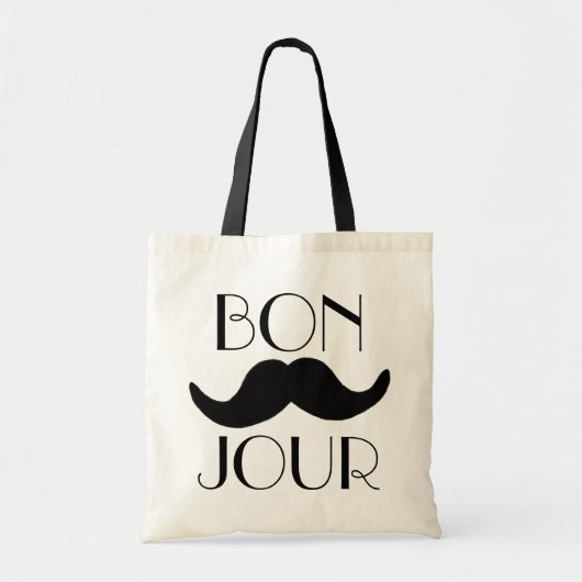 BONJOUR Mustache Tote Bag (Voorkant)