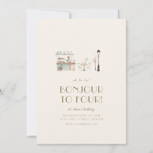 Bonjour naar vier Franse verjaardagsfeestjes Kaart (Voorkant)