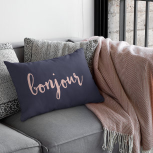 Bonjour Navy & Roze Peach Decoratief Kussen
