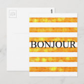 Bonjour Oranje streep Bokeh Briefkaart (Voorkant / Achterkant)