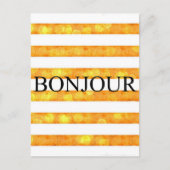 Bonjour Oranje streep Bokeh Briefkaart (Voorkant)