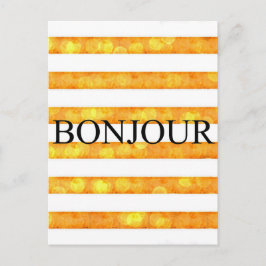 Bonjour Oranje streep Bokeh Briefkaart