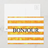 Bonjour Oranje streep Bokeh Briefkaart (Voorkant / Achterkant)