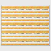 Bonjour Oranje streep Bokeh Cadeaupapier (Vlak)