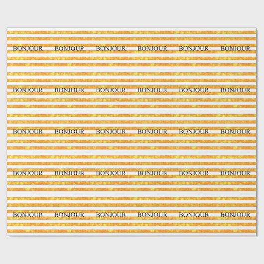 Bonjour Oranje streep Bokeh Cadeaupapier (Vlak)