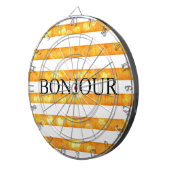 Bonjour Oranje streep Bokeh Dartbord (Voorkant Rechts)