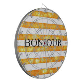 Bonjour Oranje streep Bokeh Dartbord (Voorkant Links)
