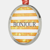 Bonjour Oranje streep Bokeh Metalen Ornament (Links)