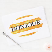 Bonjour Oranje streep Bokeh Ovale Sticker (Envelop)