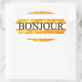 Bonjour Oranje streep Bokeh Ovale Sticker (Tas)