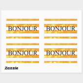 Bonjour Oranje streep Bokeh Rechthoekige Sticker (Vel)