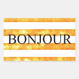 Bonjour Oranje streep Bokeh Rechthoekige Sticker