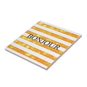 Bonjour Oranje streep Bokeh Tegeltje (Zijkant)