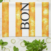 Bonjour Oranje streep Bokeh Theedoek (Gevouwen)