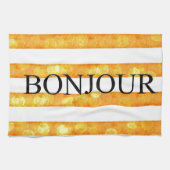 Bonjour Oranje streep Bokeh Theedoek (Horizontaal)