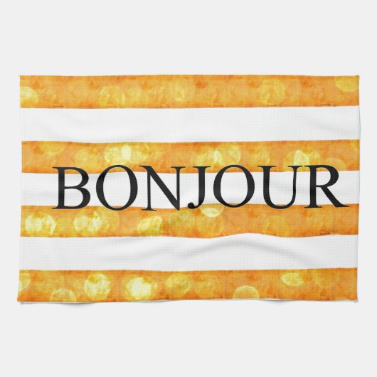 Bonjour Oranje streep Bokeh Theedoek (Horizontaal)