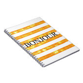 Bonjour Oranje Stripe Bokeh Notitieboek (Rechterzijde)