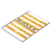 Bonjour Oranje Stripe Bokeh Notitieboek (Linkerzijde)