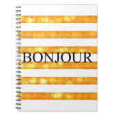Bonjour Oranje Stripe Bokeh Notitieboek (Voorkant)