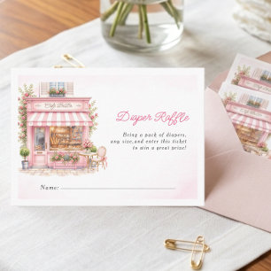 Bonjour Parijse Café Roze Baby Shower  Informatiekaartje