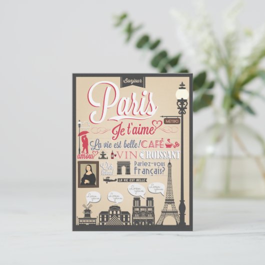  Bonjour Paris Briefkaart (Staand voorkant)