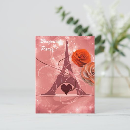 Bonjour Paris. Briefkaart (Staand voorkant)