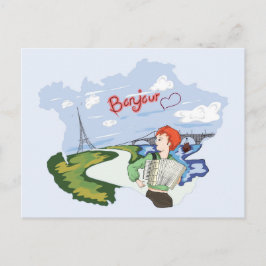 Bonjour Paris Drawing Briefkaart