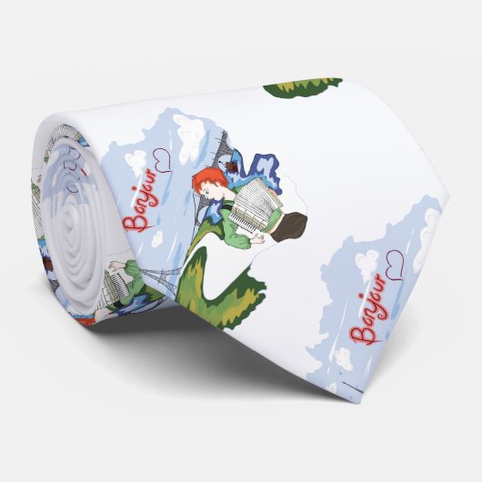 Bonjour Paris Drawing Stropdas (Opgerold)