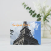 Bonjour Paris Eiffel Tower Close-up foto Briefkaart (Staand voorkant)