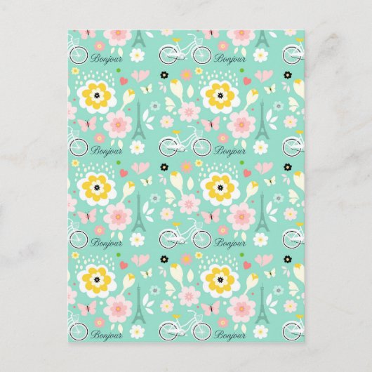 Bonjour Paris Eiffel Tower Design Briefkaart (Voorkant)