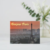 Bonjour Paris Eiffel Tower European Art Briefkaart (Staand voorkant)