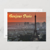 Bonjour Paris Eiffel Tower European Art Briefkaart (Voorkant / Achterkant)