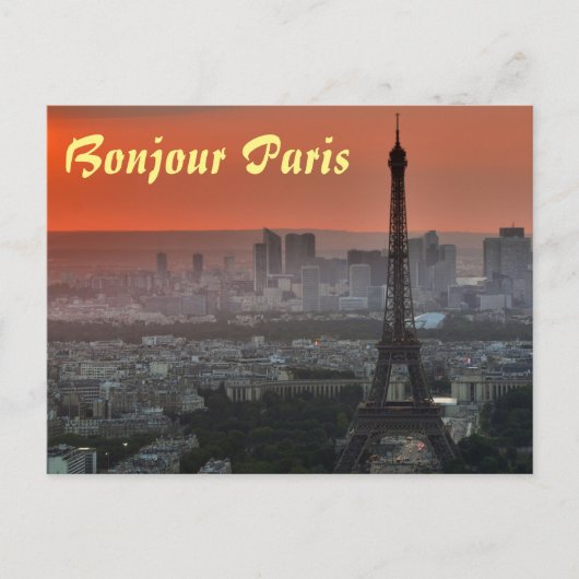 Bonjour Paris Eiffel Tower European Art Briefkaart (Voorkant)