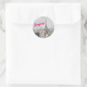 "Bonjour Paris" Eiffeltoren Classic Ronde Sticker (Tas)