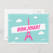 Bonjour Paris France Eiffel Tower afbeelding brief Briefkaart (Voorkant / Achterkant)
