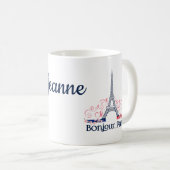 Bonjour Paris France Personalized Name Koffiemok (Voorkant rechts)