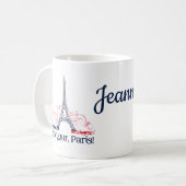 Bonjour Paris France Personalized Name Koffiemok (Voorkant links)