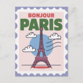 Bonjour Paris France Vintage Travel Briefkaart (Voorkant)