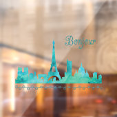 Bonjour Paris France Waterverf Silhouette Raamsticker (Vel 2)