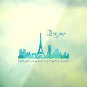 Bonjour Paris France Waterverf Silhouette Window Raamsticker (Vel 3)