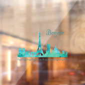 Bonjour Paris France Waterverf Silhouette Window Raamsticker (Vel 2)
