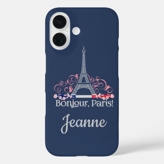 Bonjour Paris French Chic Personalized Name Case-Mate iPhone Case (Achterkant)