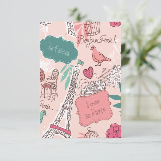 Bonjour Paris Holiday & Seasonal Briefkaart (Staand voorkant)