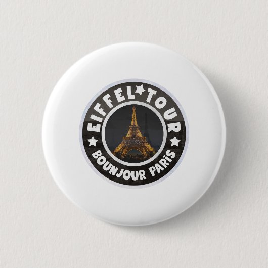 Bonjour Paris I Love Eiffel Tower Souvenir Gifts Ronde Button 5,7 Cm (Voorkant)