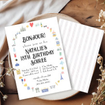 Bonjour Paris Icon Uitnodiging voor verjaardagsfee