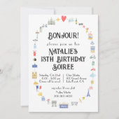 Bonjour Paris Icon Uitnodiging voor verjaardagsfee (Voorkant)