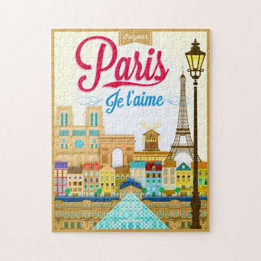 Bonjour Paris Je Taime Travel Legpuzzel (Verticaal)